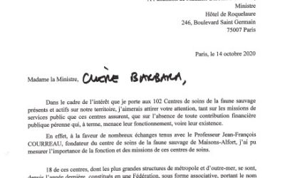 Courrier de soutien de Loic Dombreval aux centres de soins